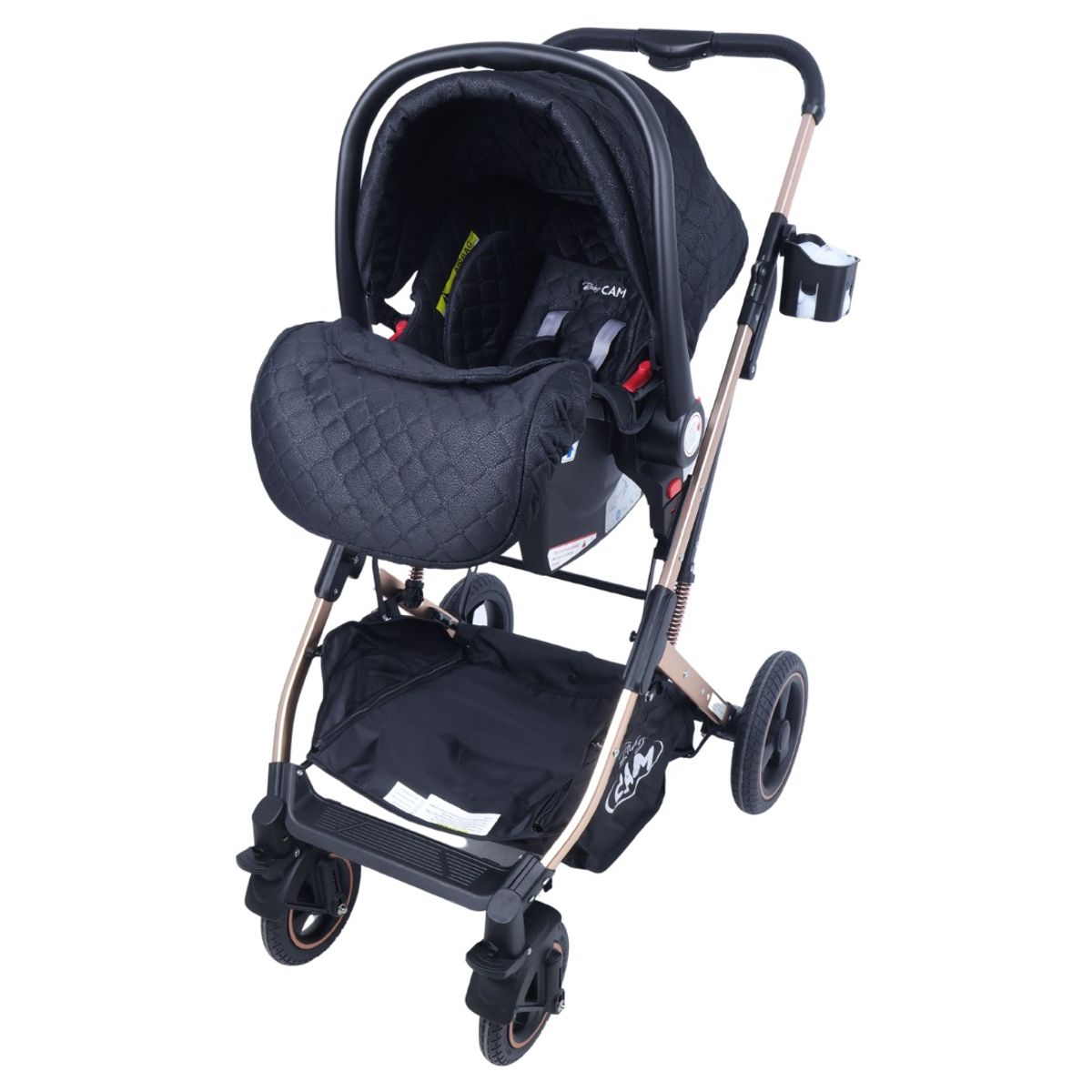 BABY - Coche Cuna para Bebe Super Acolchado  Deluxe Black