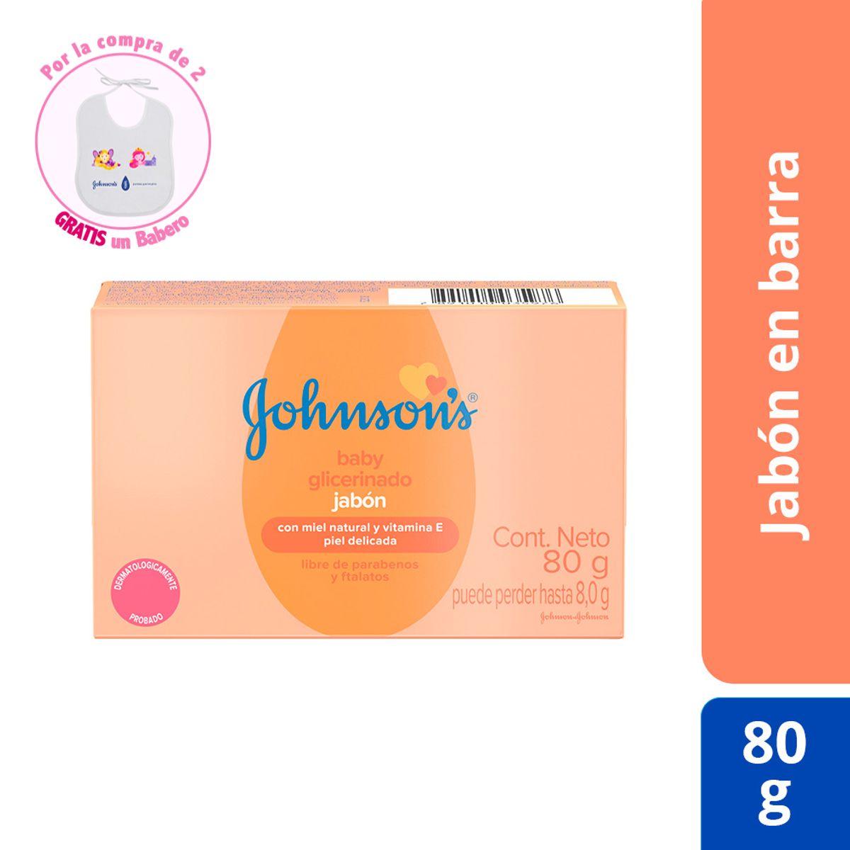 JOHNSONS - Jabón en Barra Johnsons Baby Glicerinado Piel Delicada 80g