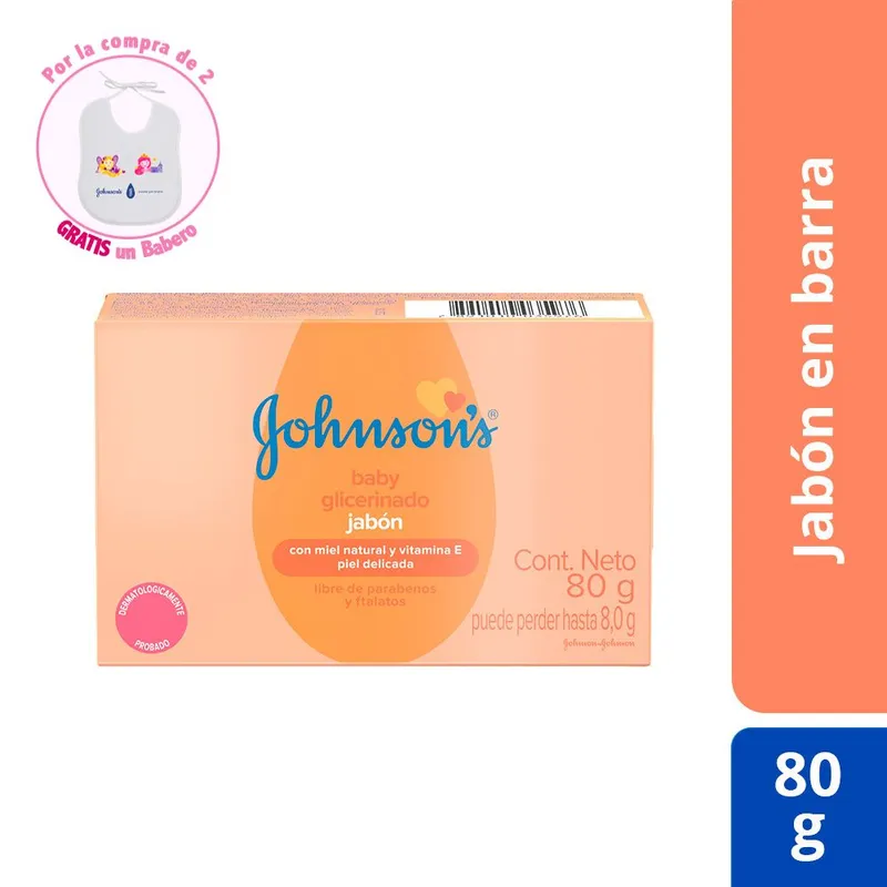 JOHNSONS - Jabón en Barra Johnsons Baby Glicerinado Piel Delicada 80g