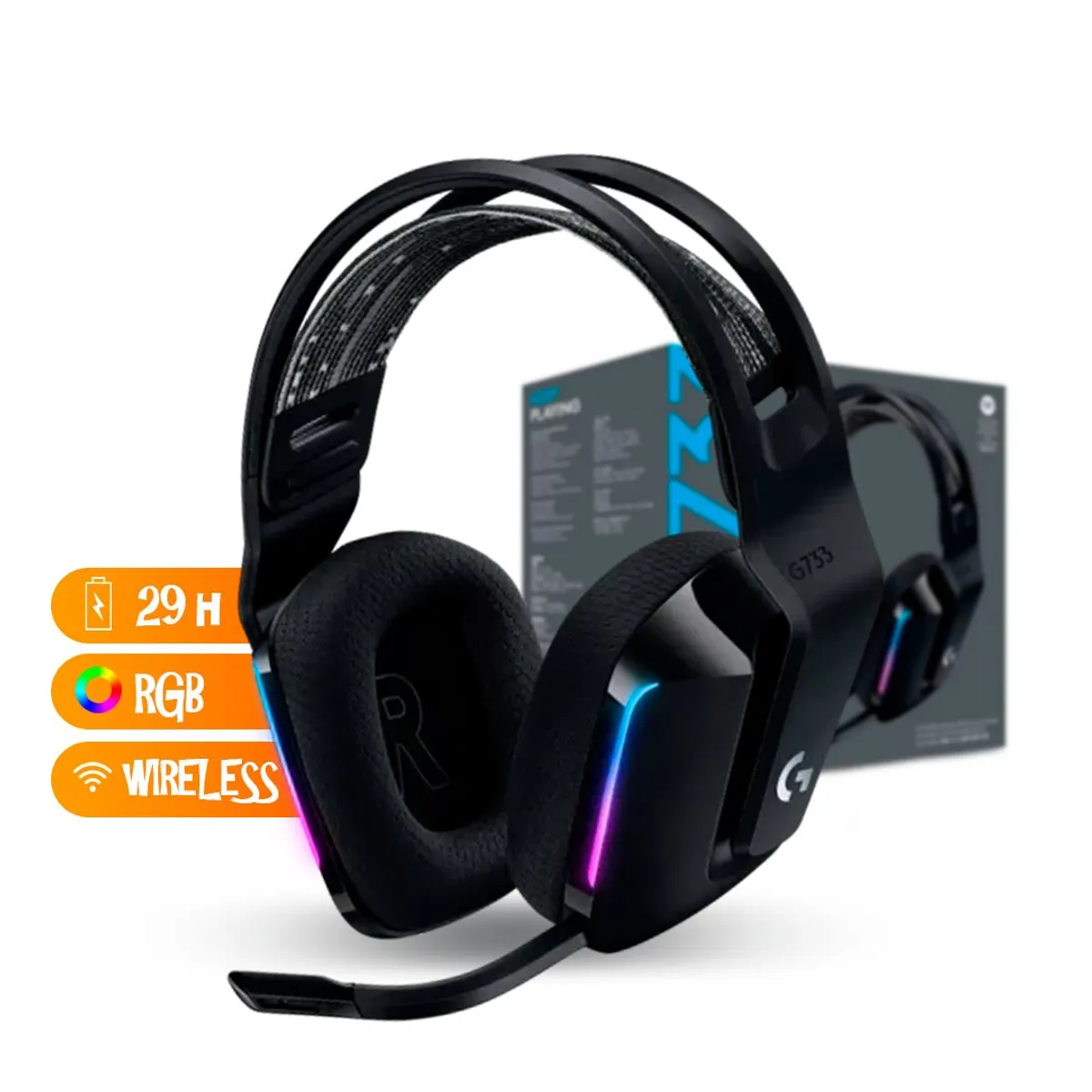 LOGITECH - Audífono Gamer Logitech G733 wireless LIGHTSPEED 29h - Negro