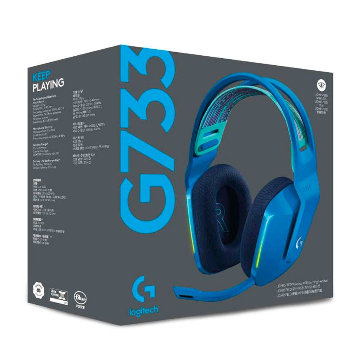 LOGITECH - Audífono Gamer Logitech G733 wireless LIGHTSPEED 29h - Azul