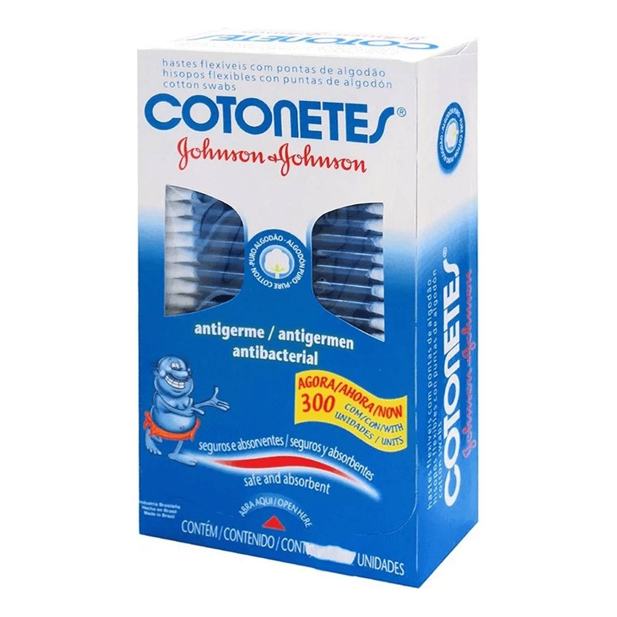JOHNSON AND JOHNSON - Hisopos Cotonetes de Algodón Johnsons 300 unidades