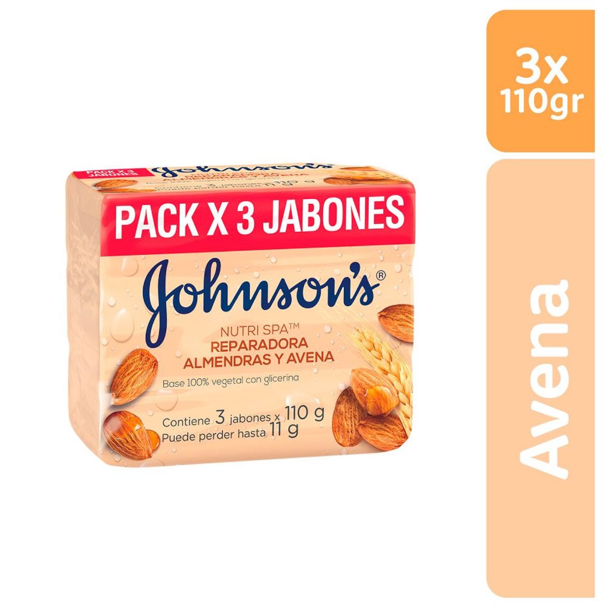 JOHNSONS - Jabones de Avena Johnsons Reparadora Almendras Avena 110g x3