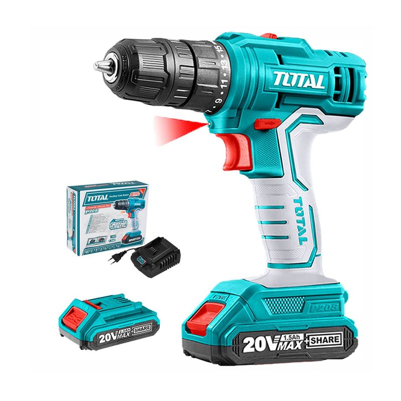 TOTAL TOOLS - TALADRO ATORNILLADOR 10MM 20V TOTAL BATERIA Y CARGADOR