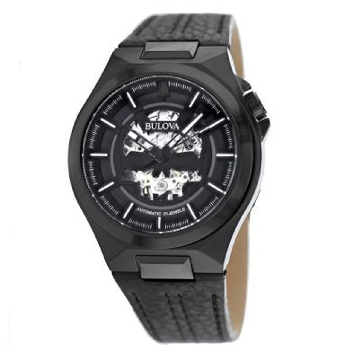 BULOVA - Reloj Bulova Acero Negro y Cuero Negro 98A238