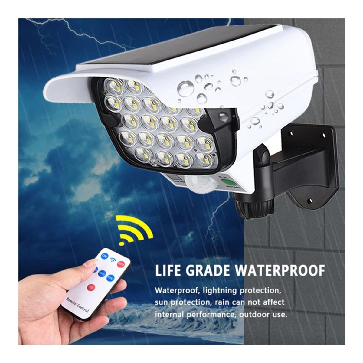 SEISA - Lámpara Solar con Sensor de Movimiento Forma Cámara Seguridad