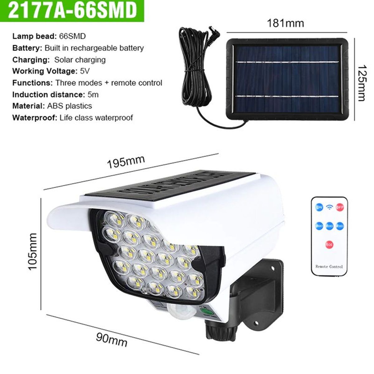 SEISA - Lámpara Solar con Sensor de Movimiento Forma Cámara Seguridad