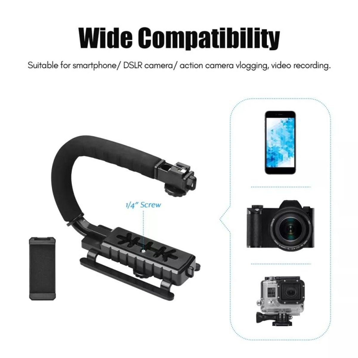 SEISA - Estabilizador de cámara portátil AY49U con micrófono y luz