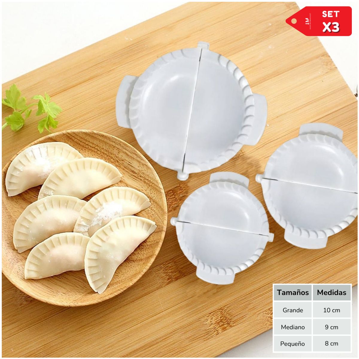 INSPIRA MARKET - Molde para Empanadas Set x 3 -10, 9 y 8 cm