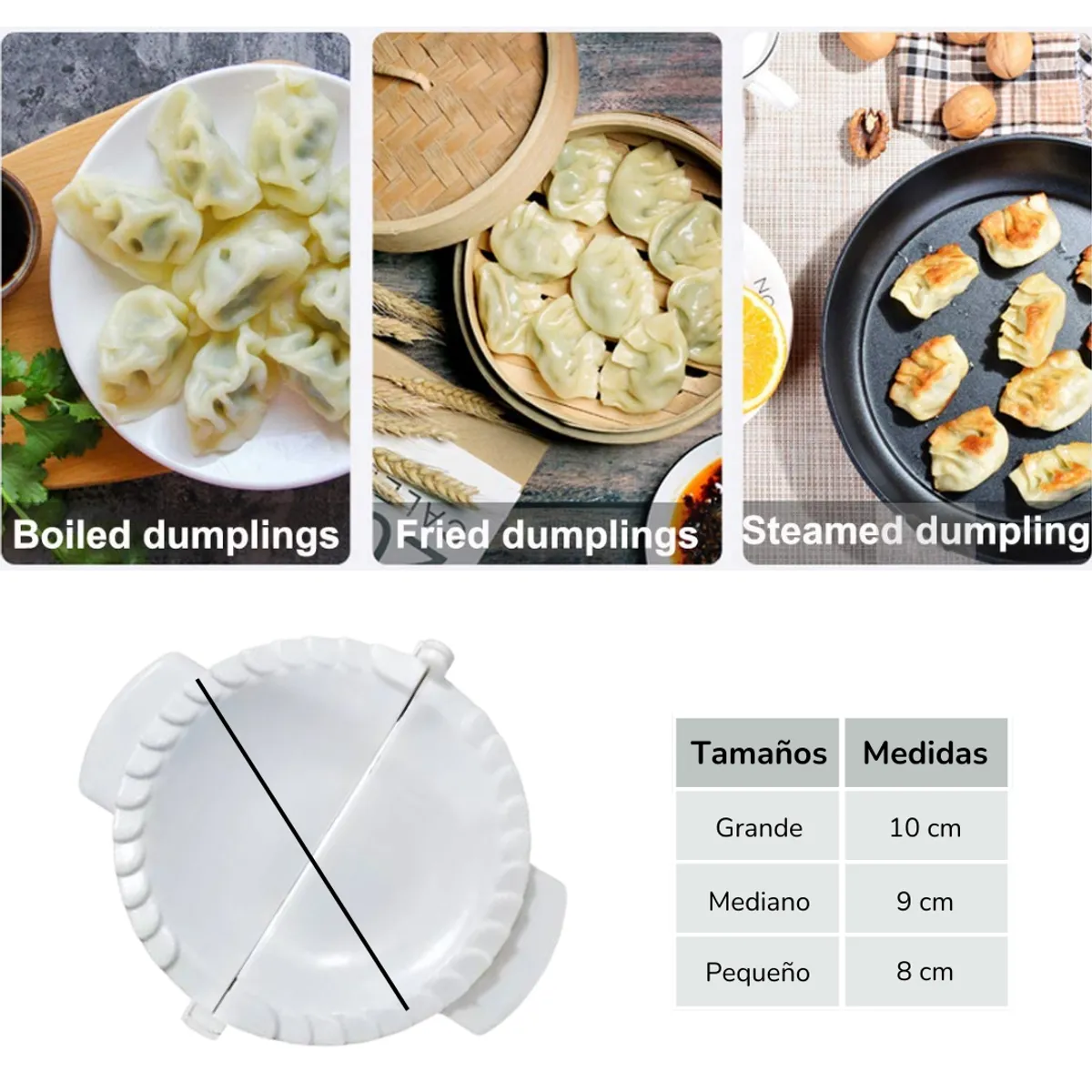 INSPIRA MARKET - Molde para Empanadas Set x 3 -10, 9 y 8 cm