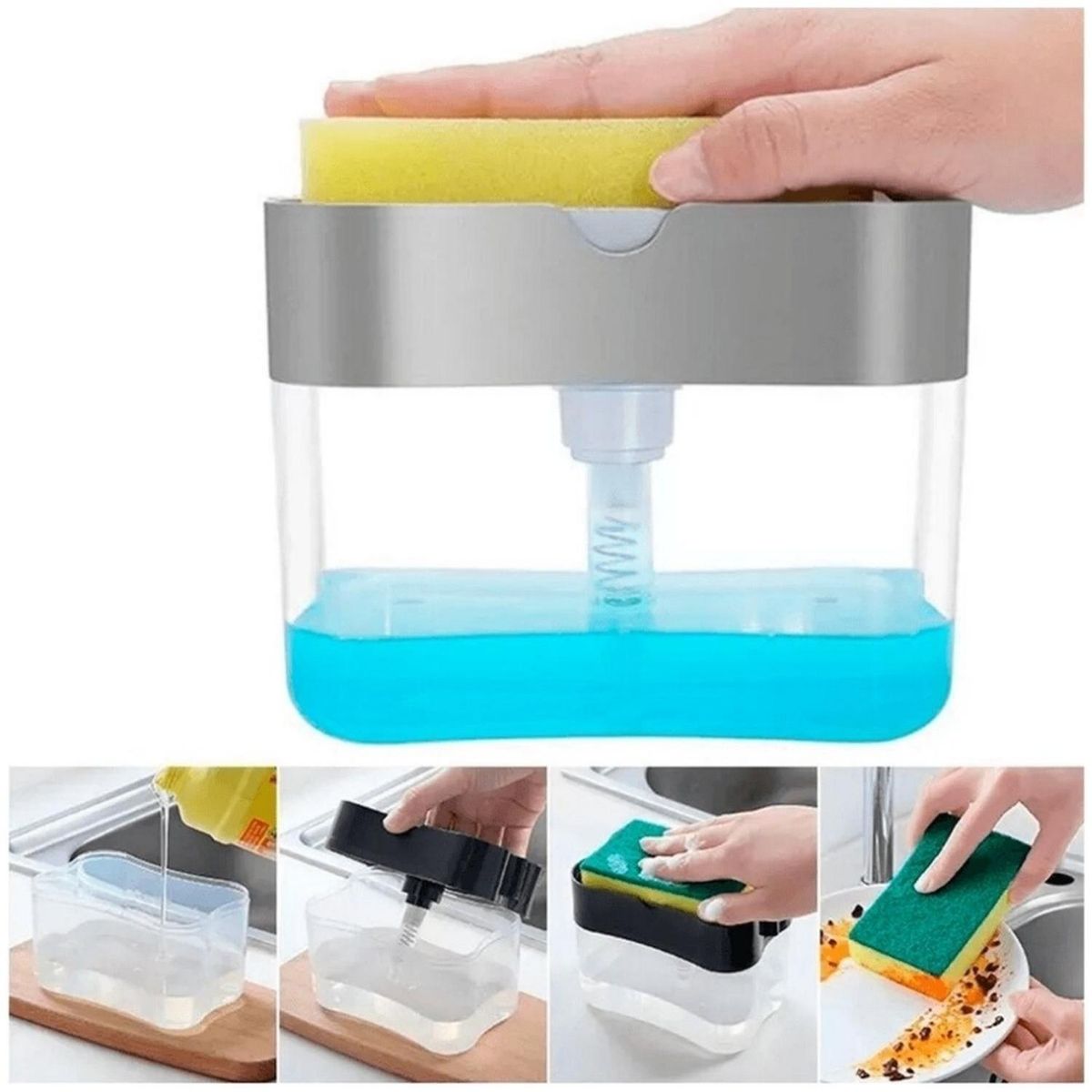MINARI - Dispensador de Jabón Líquido para Cocina Baño Y Esponja 561D