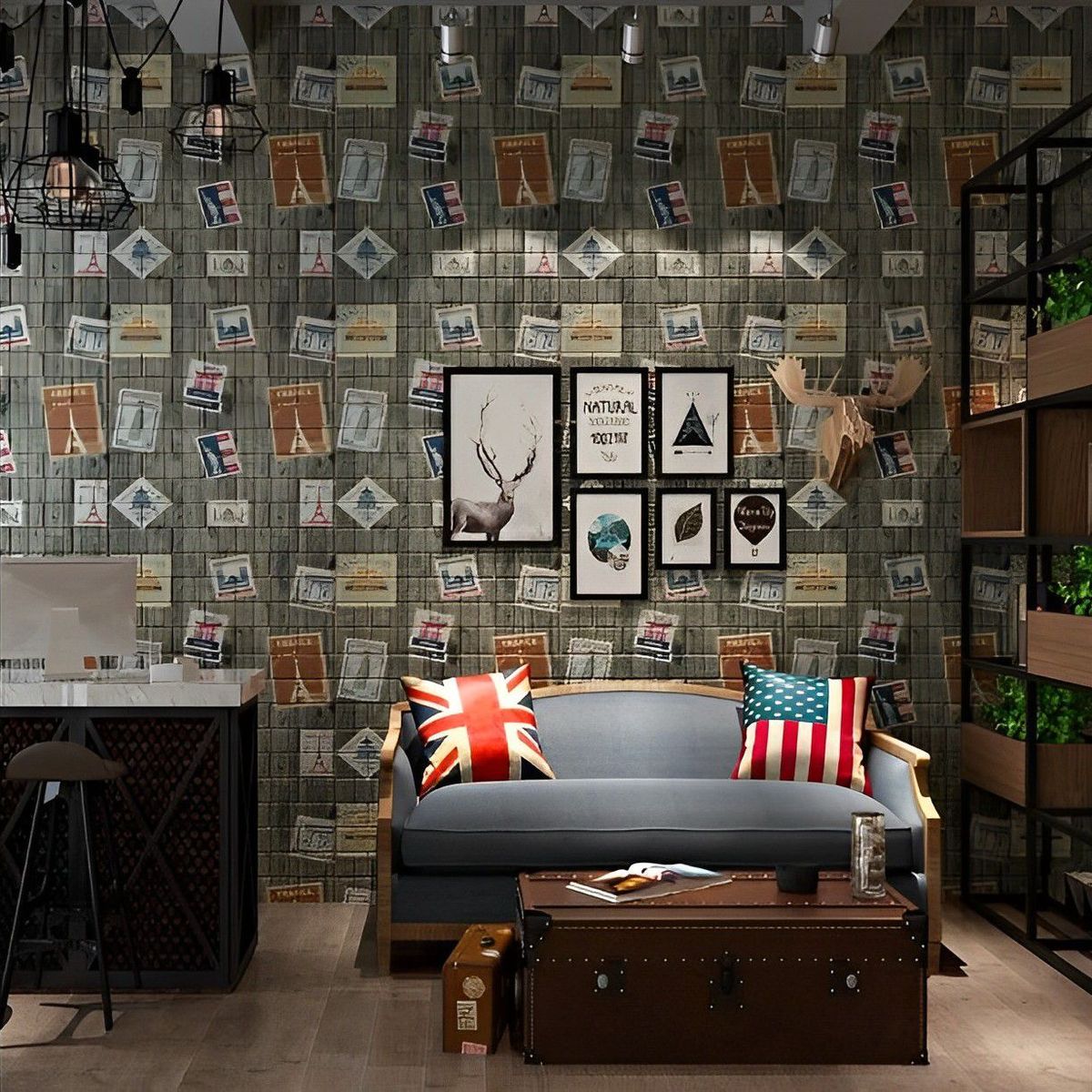 INSPIRA MARKET - Papel Tapiz Mural Decorativo Rústico Piedra Ladrillo x 1 und