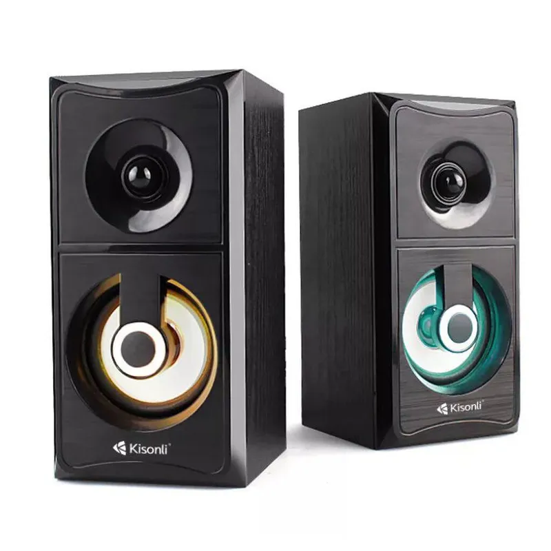 KISONLI - Parlante Stereo LED 2.0 - para PC Laptop Tablet Cel MP4 - BASS BOOST