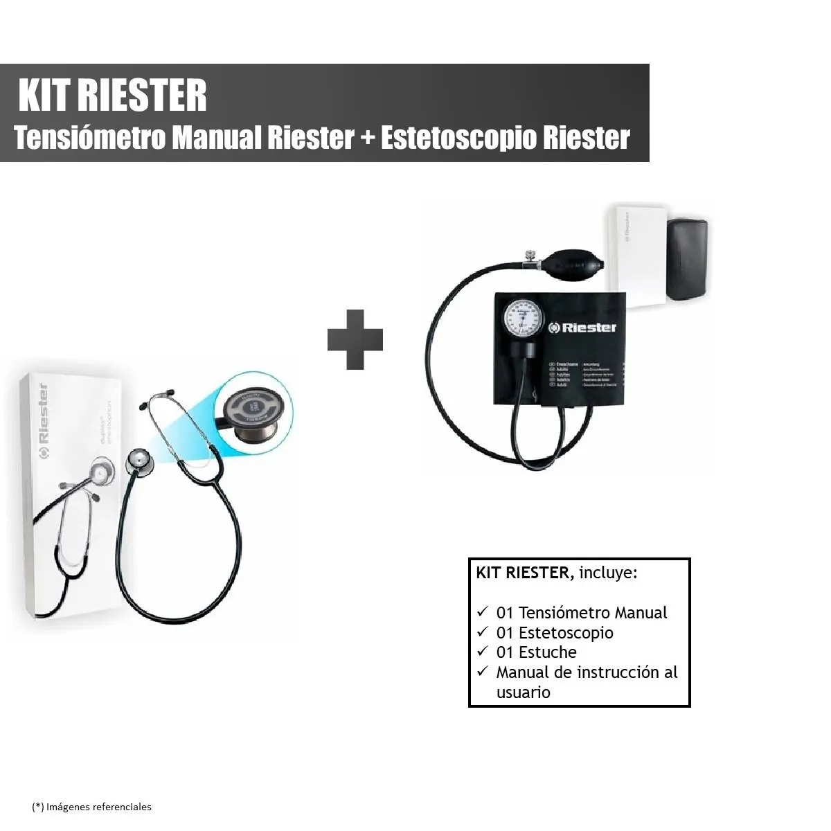 RIESTER - TENSIOMETRO MANUAL Y ESTETOSCOPIO - RIESTER  NEGRO