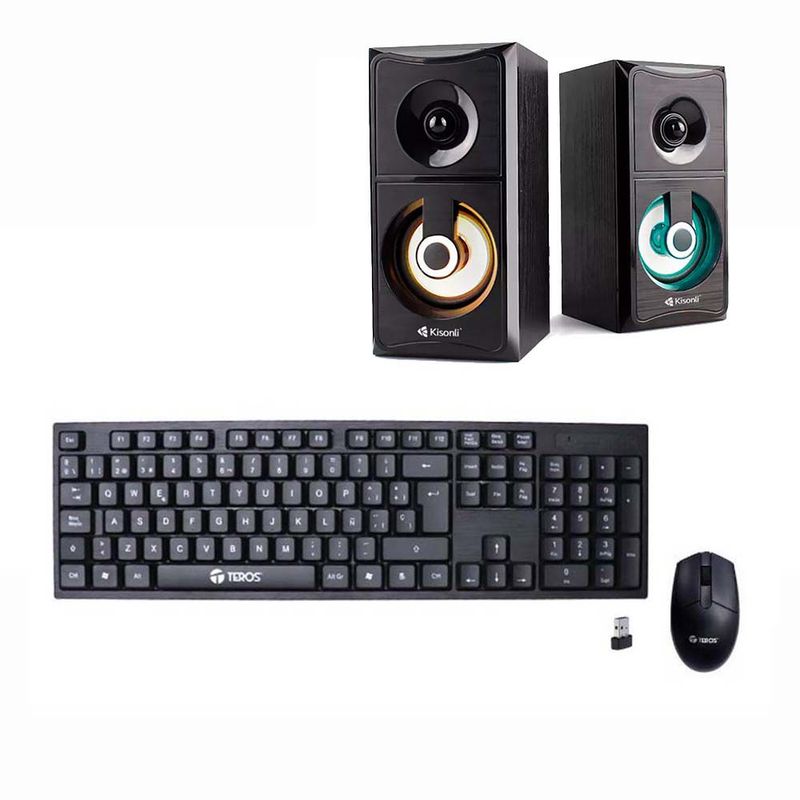 COMBO TECLADO MOUSE INALAMBRICOS TEROS TE4031 PARLANTES KISONLI U