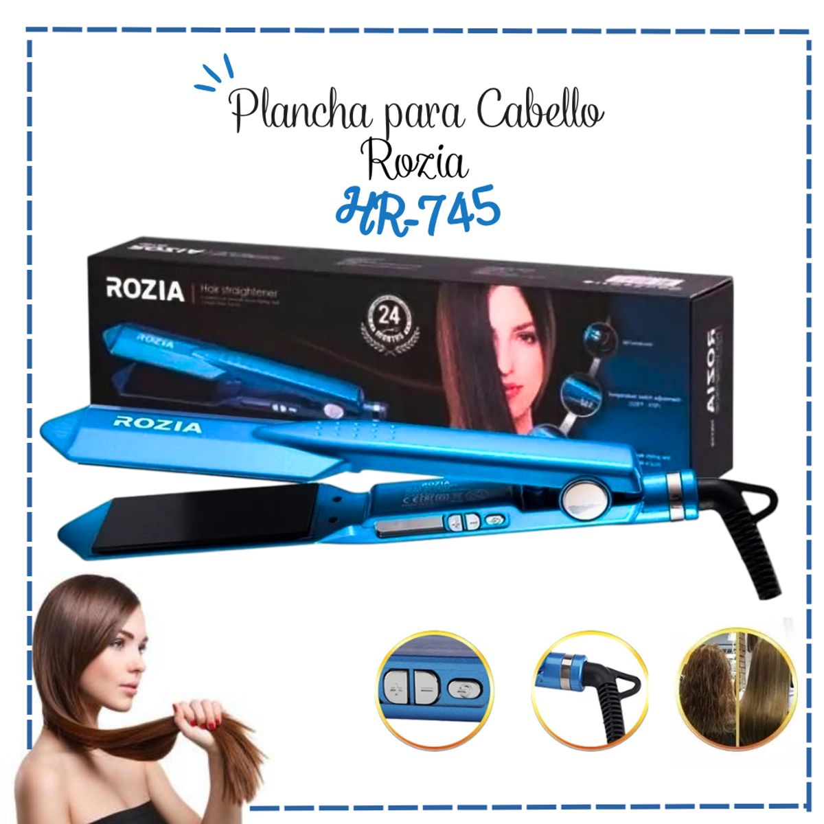 GENERICO - Plancha Alisadora Rozia con cerámica - HR745