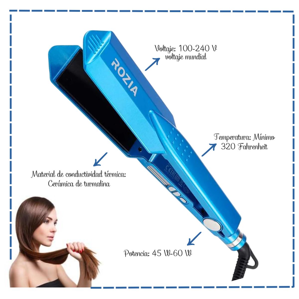 GENERICO - Plancha Alisadora Rozia con cerámica - HR745