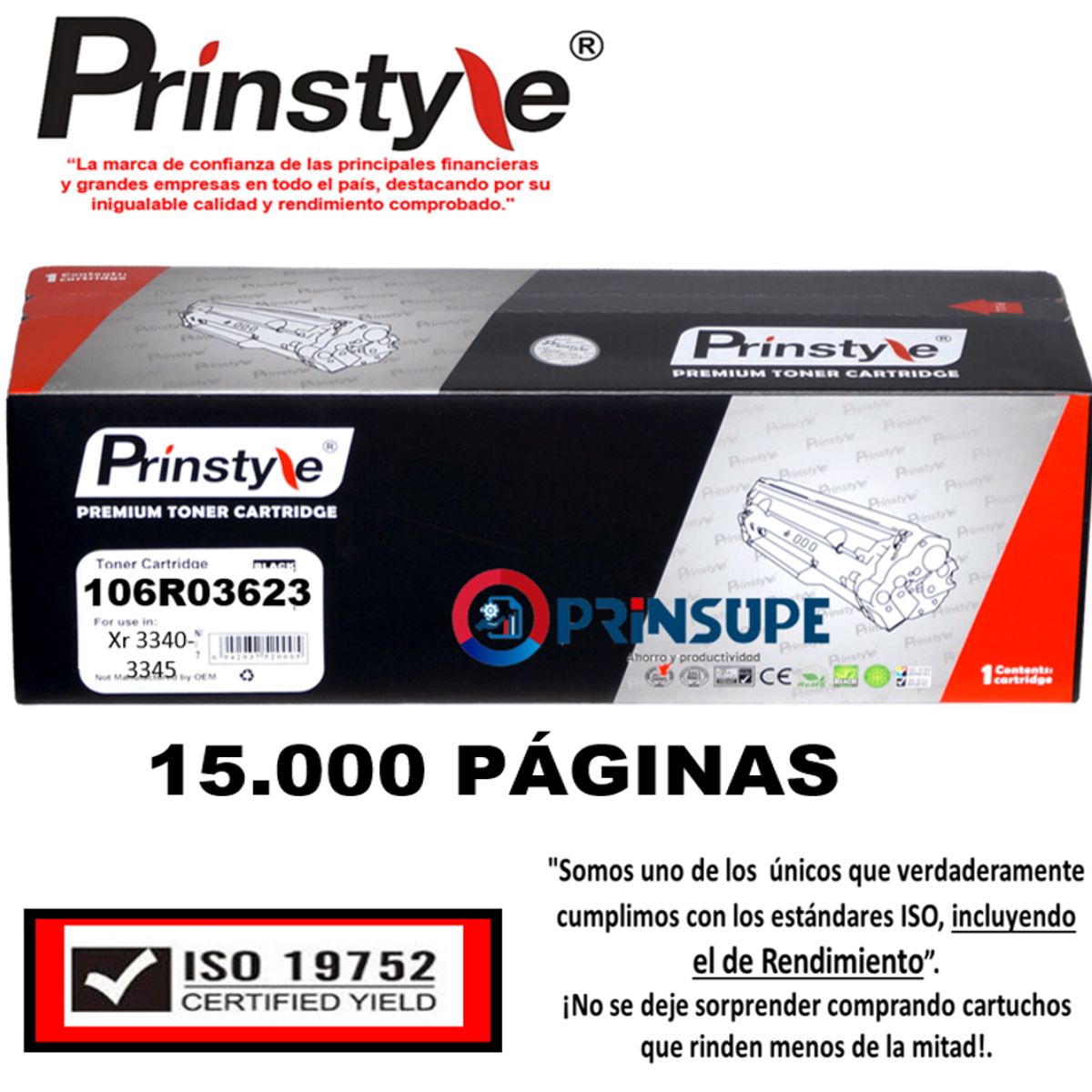 GENERICO - TONER PRINSTYLE 106R03623  Xerox 3330-3345  15.000PÁG .ISO  19752