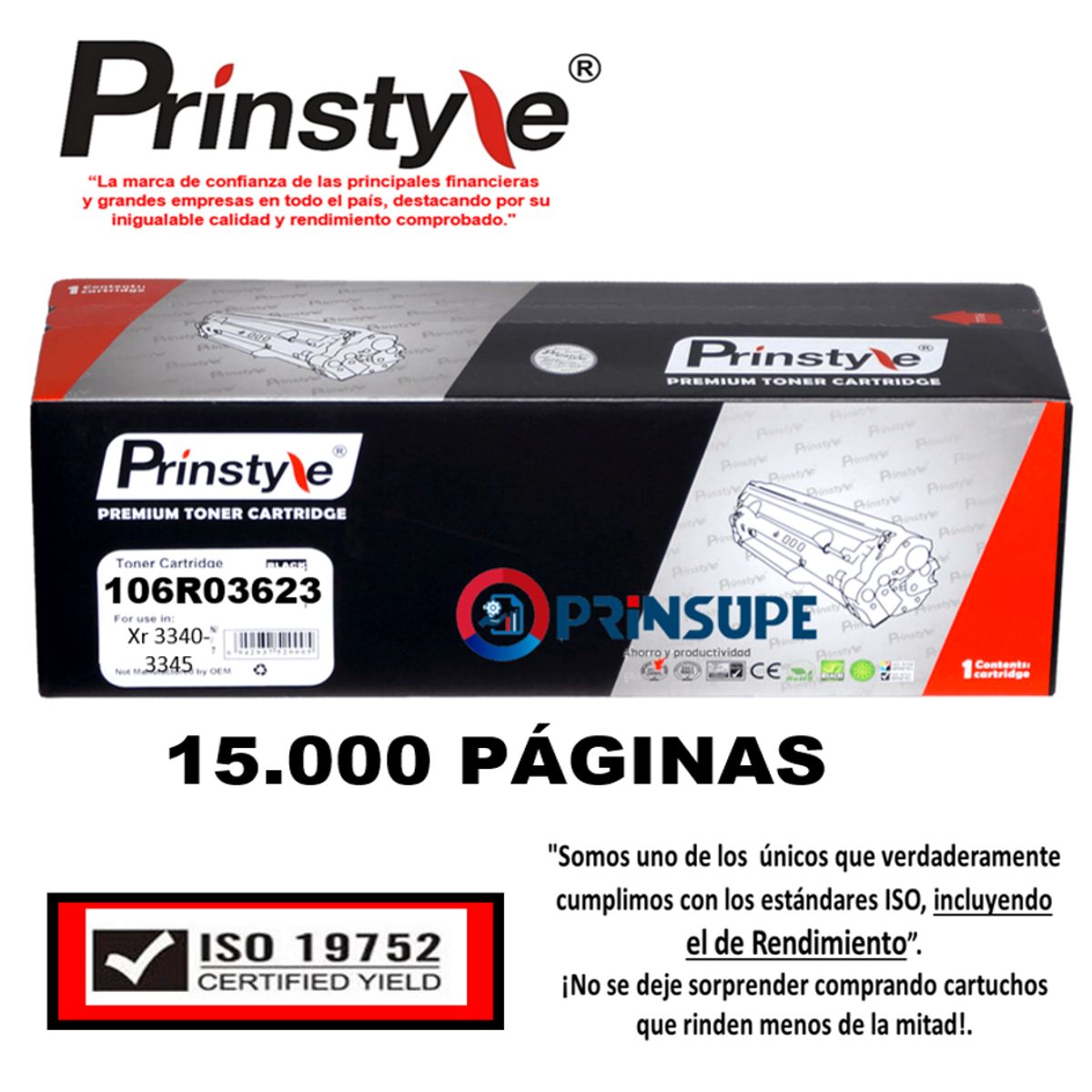GENERICO - TONER PRINSTYLE 106R03623  Xerox 3330-3345  15.000PÁG .ISO  19752