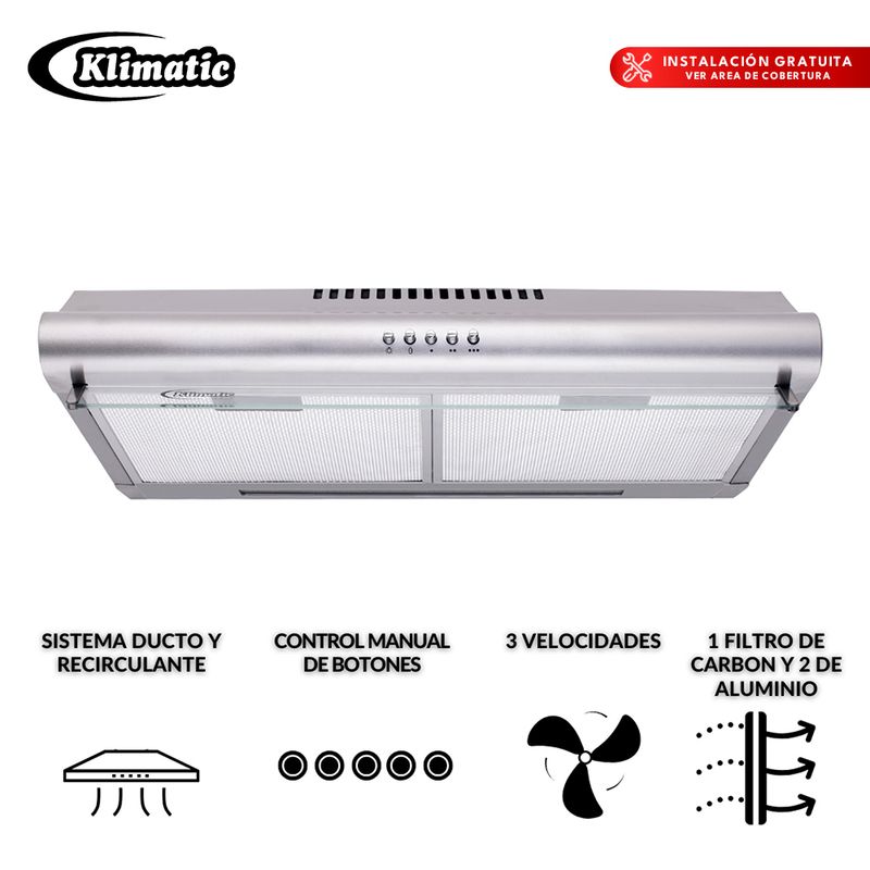 KLIMATIC - Campana extractora  IWH101IXGM - Klimatic