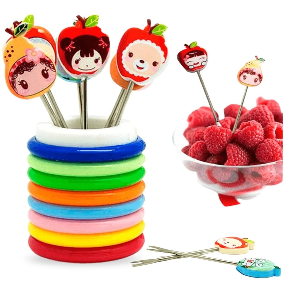 MINARI - Set 8 Mini Tenedores Palillos para Lonchera de Niños 07P