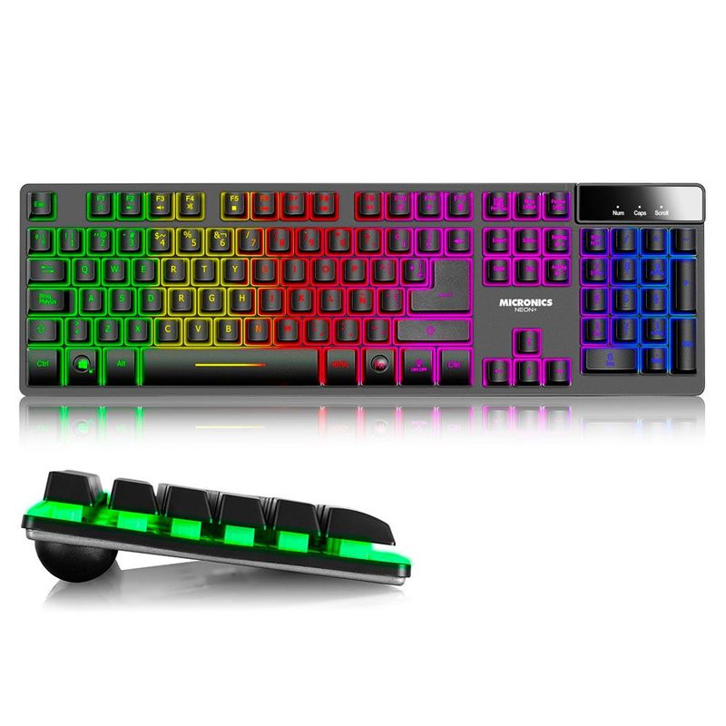 MICRONICS - Teclado Gamer Neon Semimecanico Micronics Base Metálica