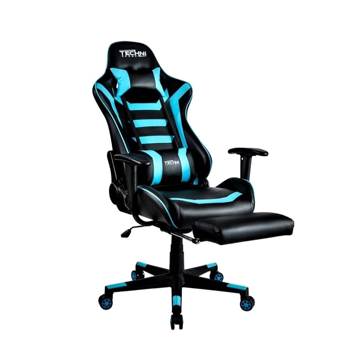 TECHNISPORT - Silla Gamer Technisport Clasic Azul con Reposapies Reclinación 180°