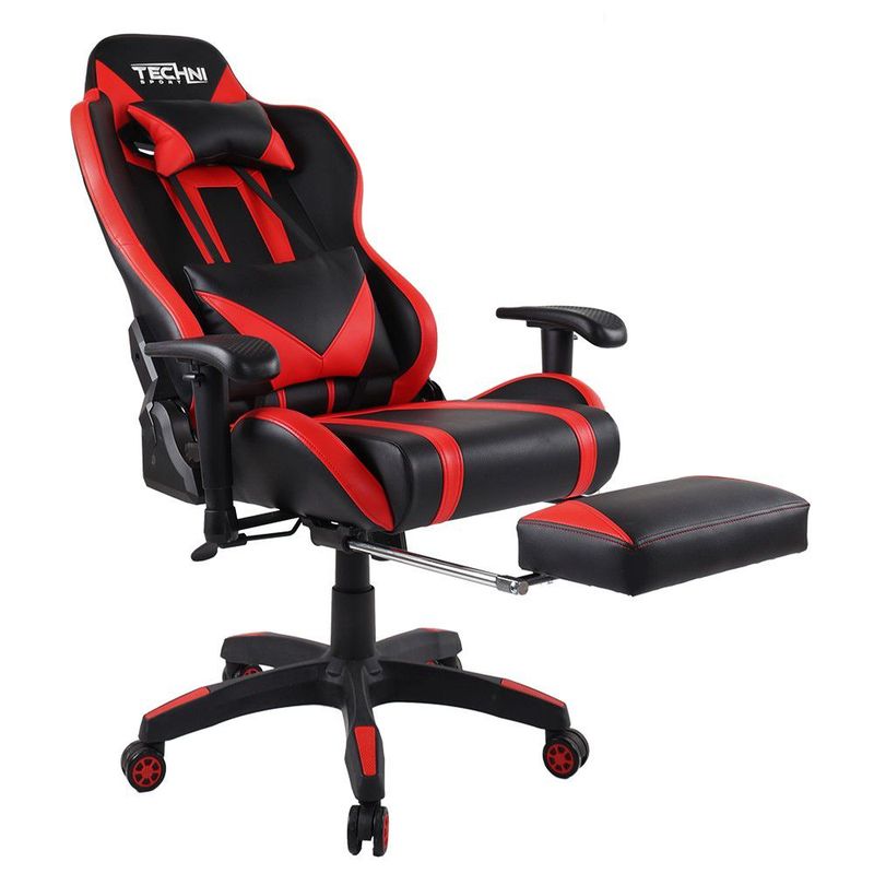 TECHNISPORT - Silla Gamer Technisport Elite Rojo con Reposapies Reclinación 150°