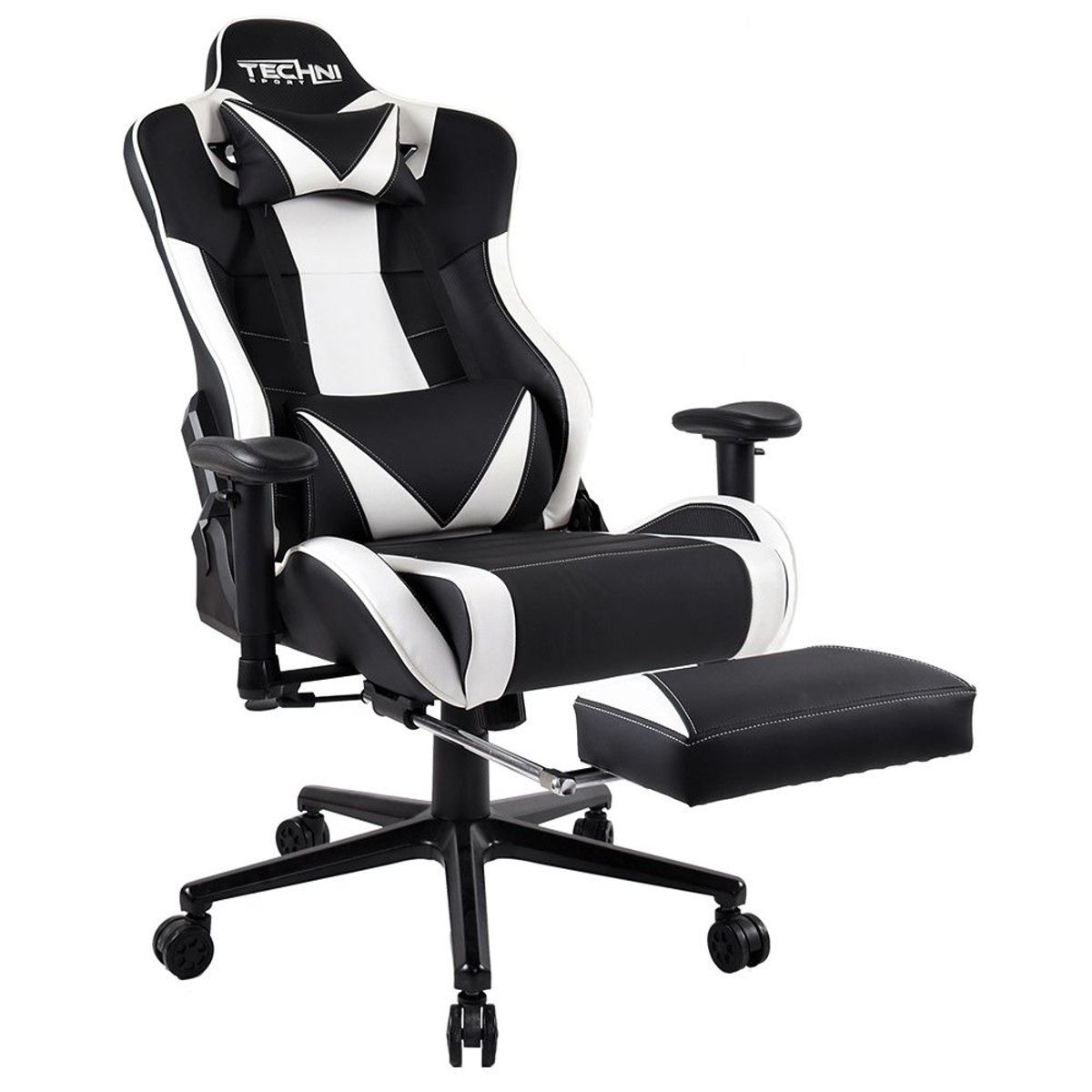 TECHNISPORT - Silla Gamer Technisport Elite Blanco con Reposapies Reclinación 150°