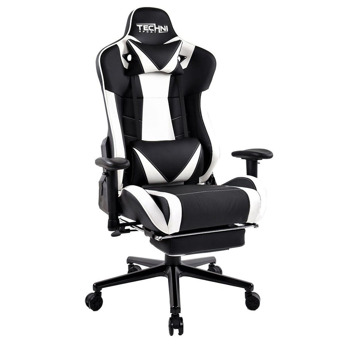 TECHNISPORT - Silla Gamer Technisport Elite Blanco con Reposapies Reclinación 150°
