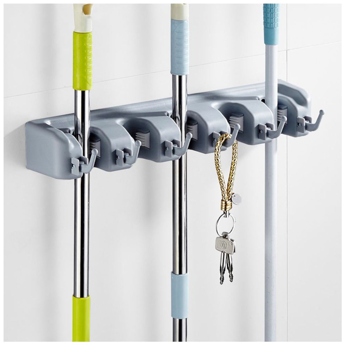 GENERICO - Organizador De Escobas Pl18V Con Ganchos Plegables Y Resistente