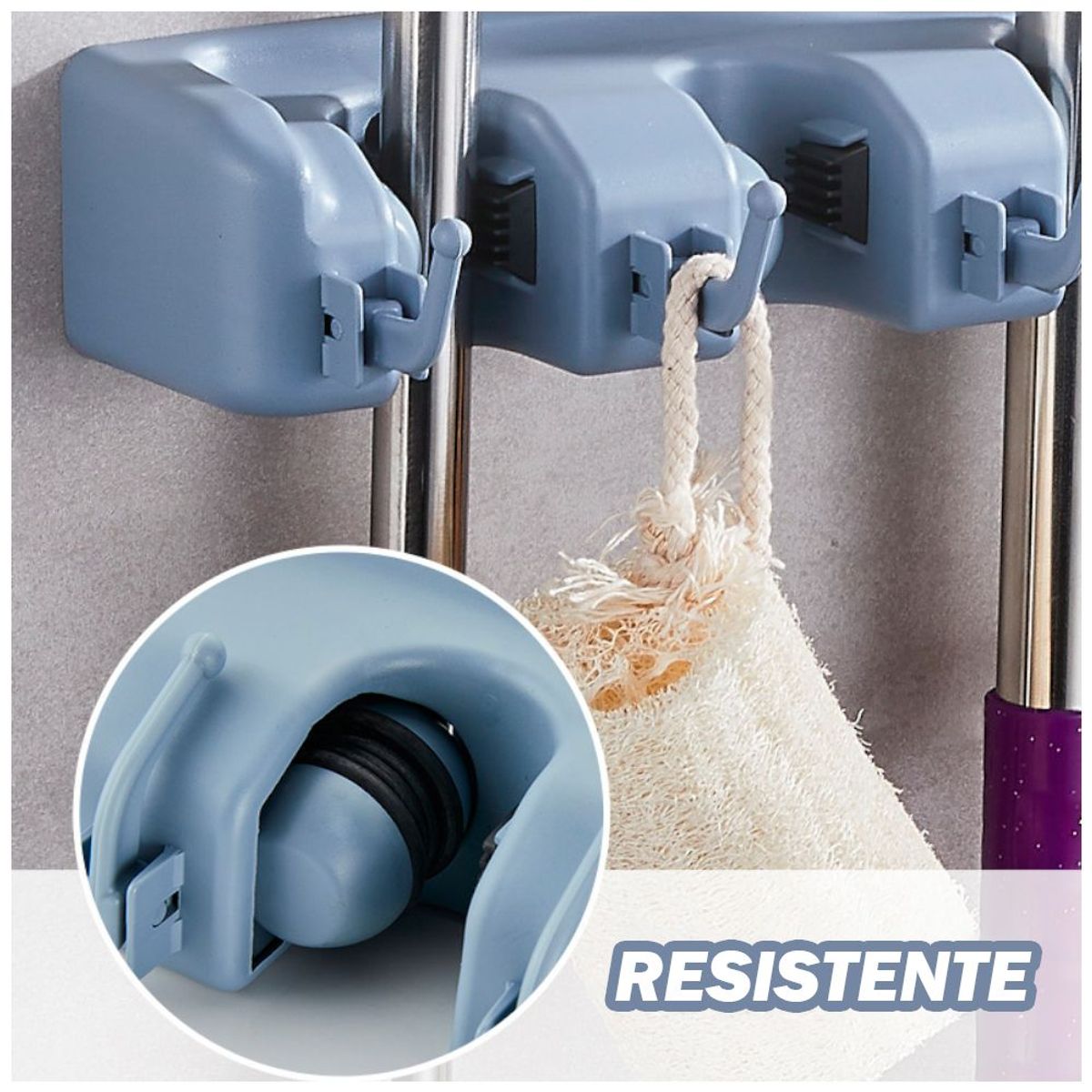 GENERICO - Organizador De Escobas Pl18V Con Ganchos Plegables Y Resistente