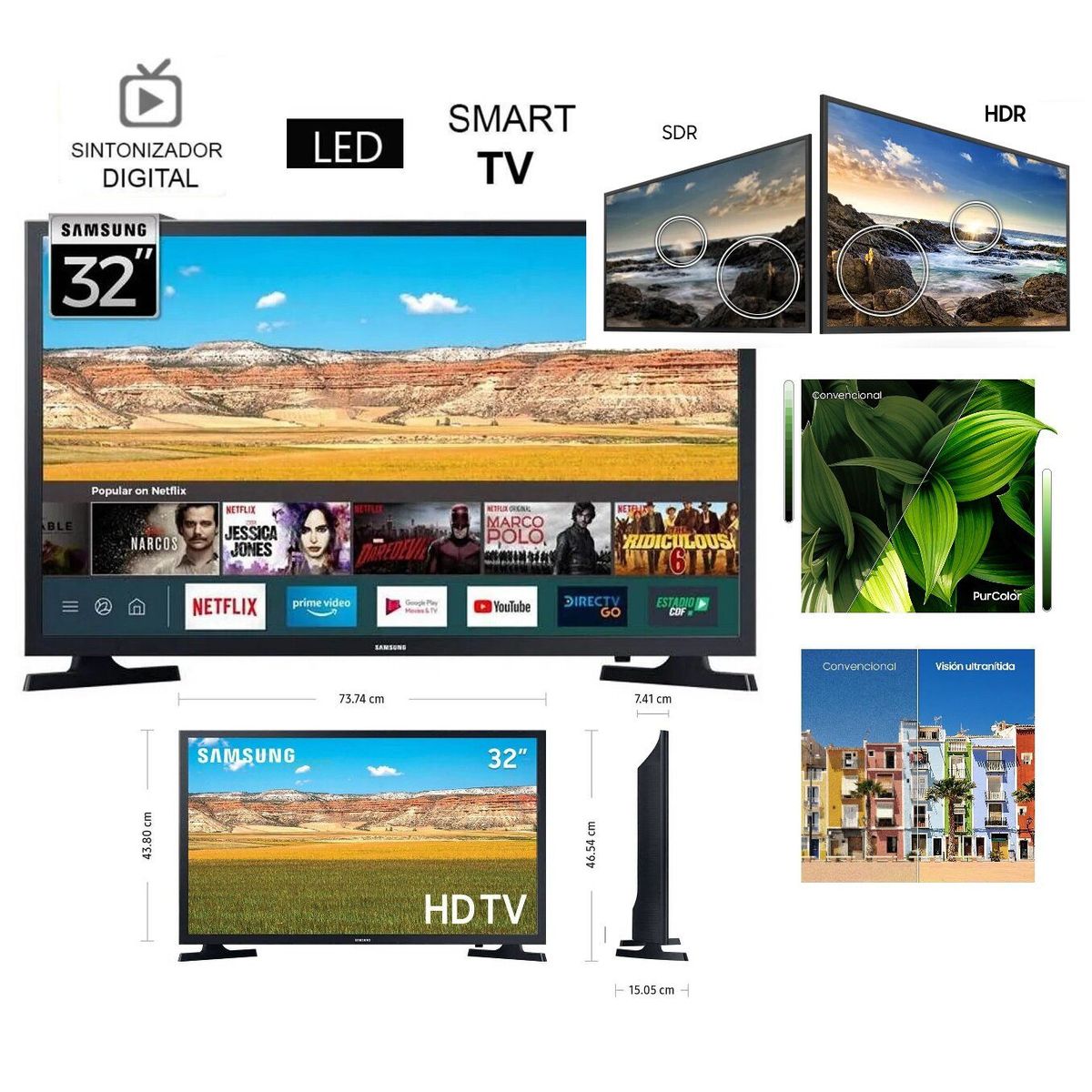 SAMSUNG - Televisor Smart TV 32 HD UN32T4202AGXP