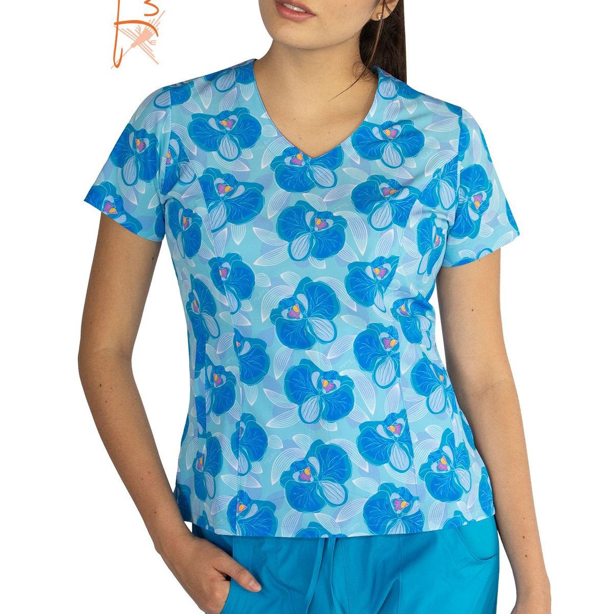 TWELVE - Twelve - conjunto  Venecia diseño orquideas azules - turquesa oscuro