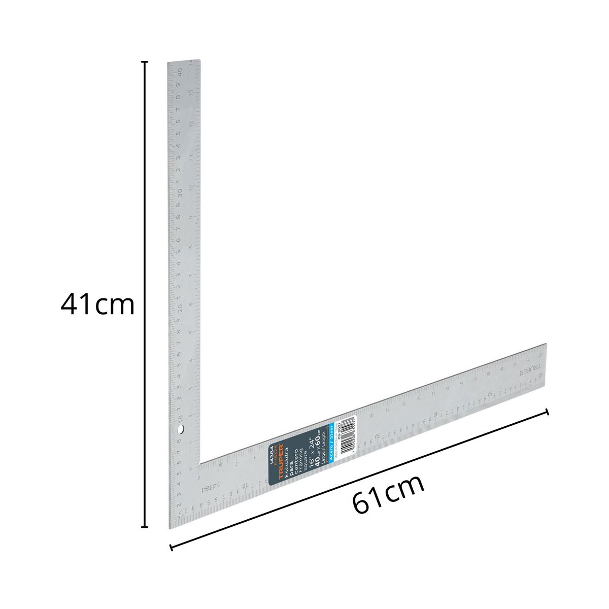 TRUPER - Escuadra grande de Acero 16x24 pulgadas - Truper