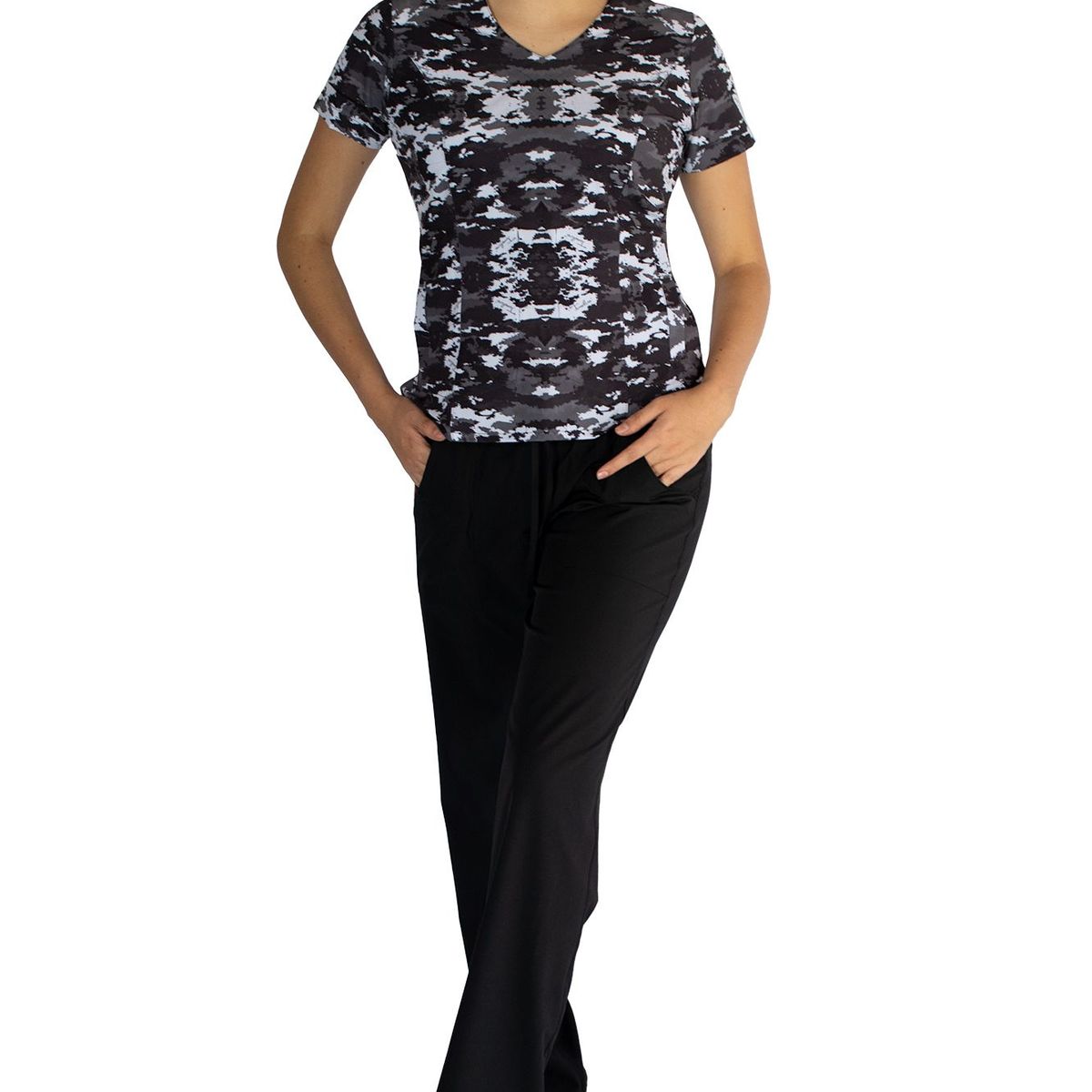 TWELVE - Twelve - conjunto  Venecia diseño camuflado  negro blanco - multicolor