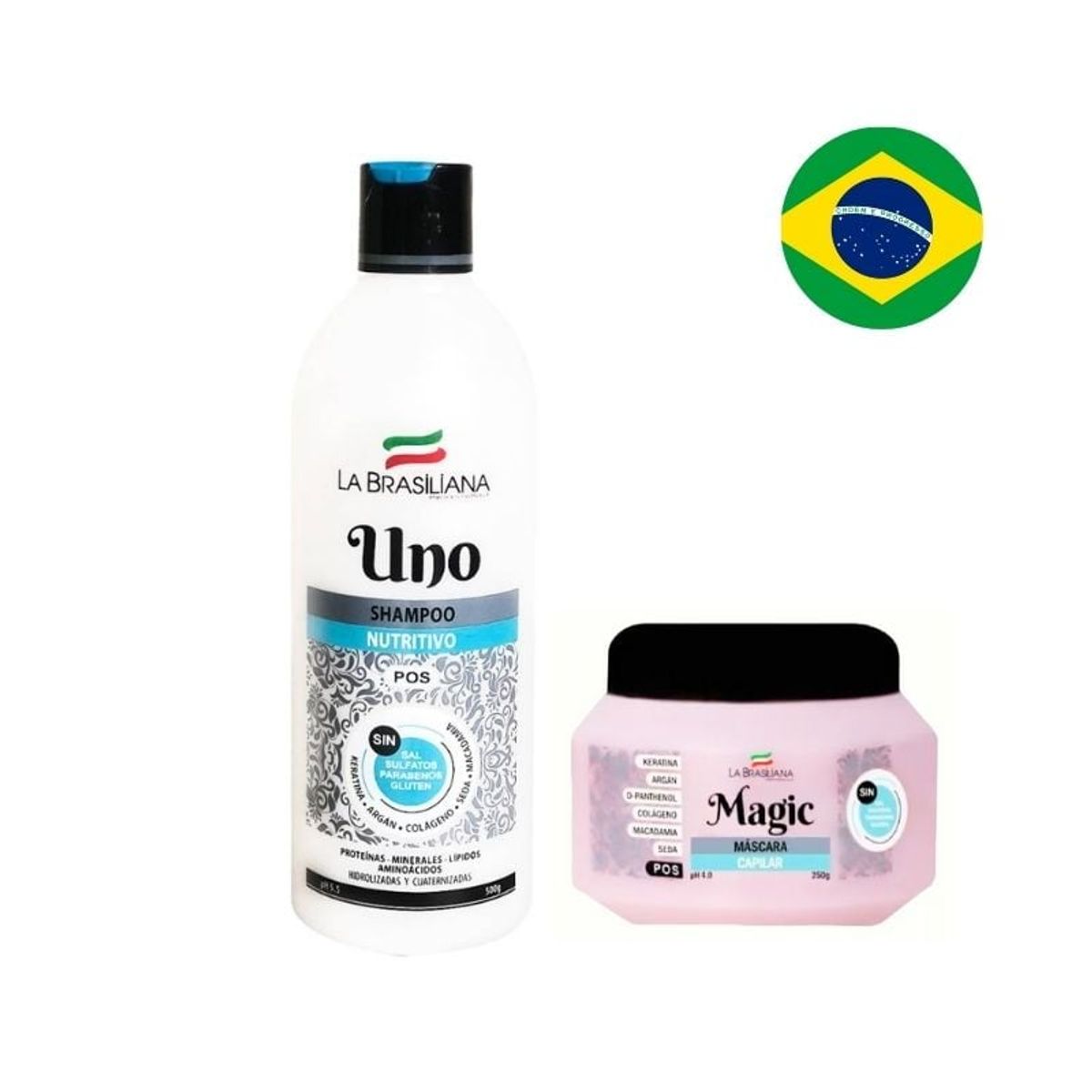 LA BRASILIANA - Shampoo Sin Sal Post Alisado y Mascarilla - LA BRASILIANA