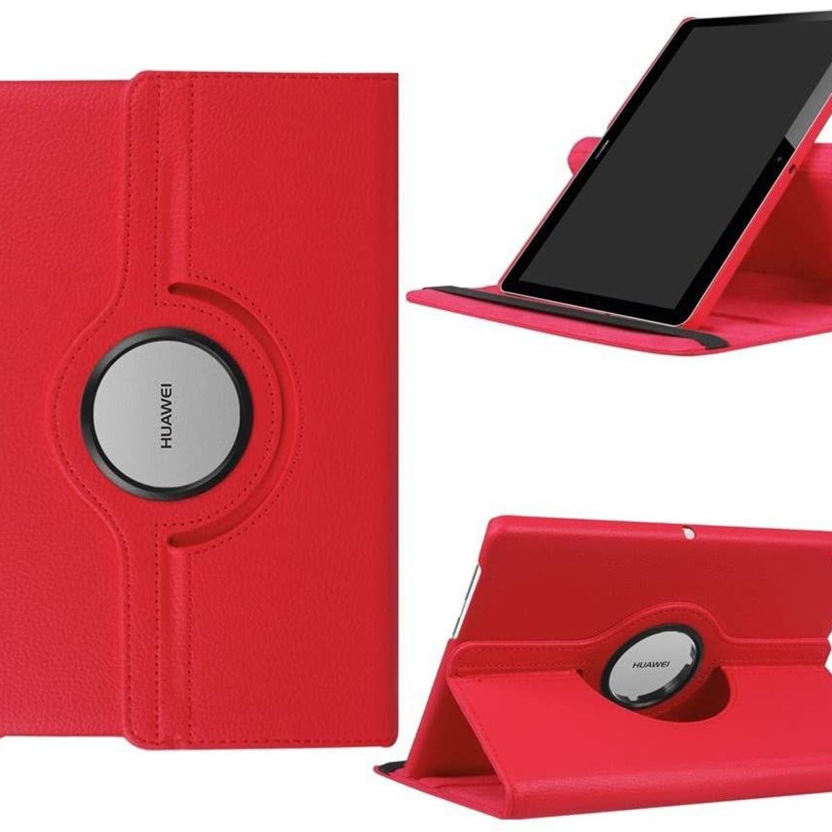 GENERICO - Funda Giratoria para Tablet Huawei T5-10 Rojo