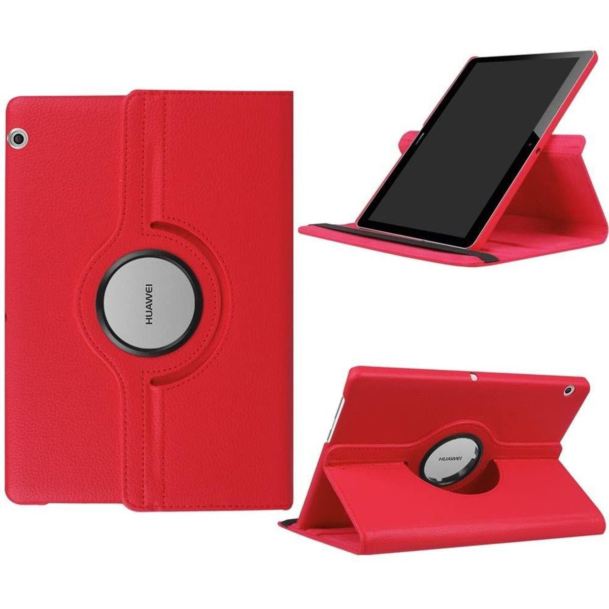 GENERICO - Funda Giratoria para Tablet Huawei T5-10 Rojo