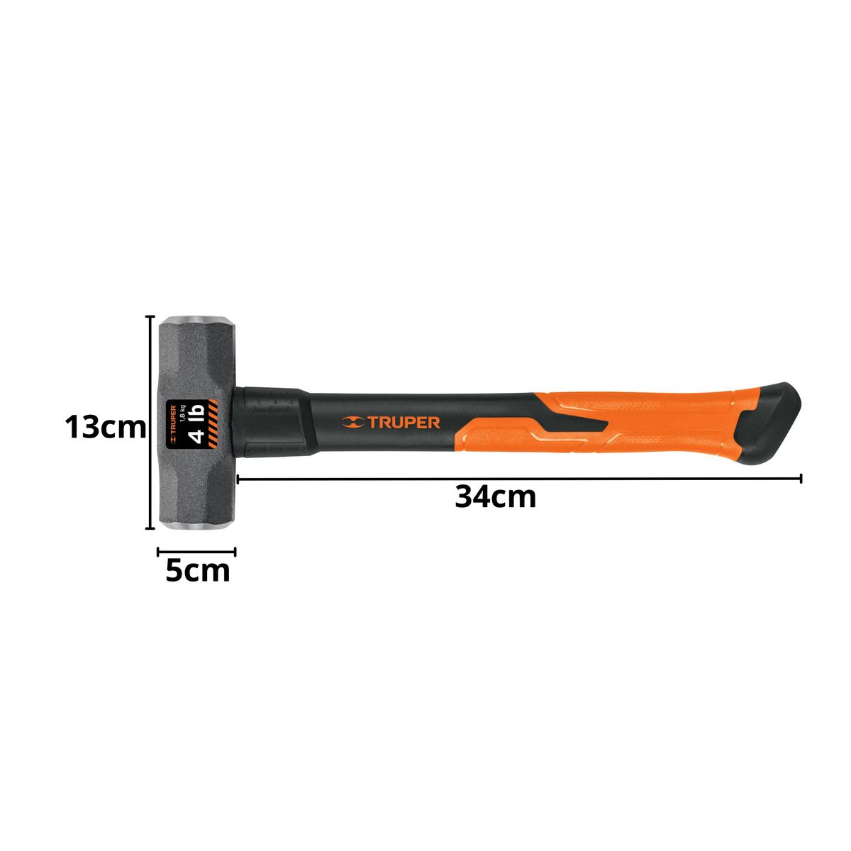 TRUPER - Comba Octagonal 4lb, mango de fibra de vidrio 14 pulg. Truper