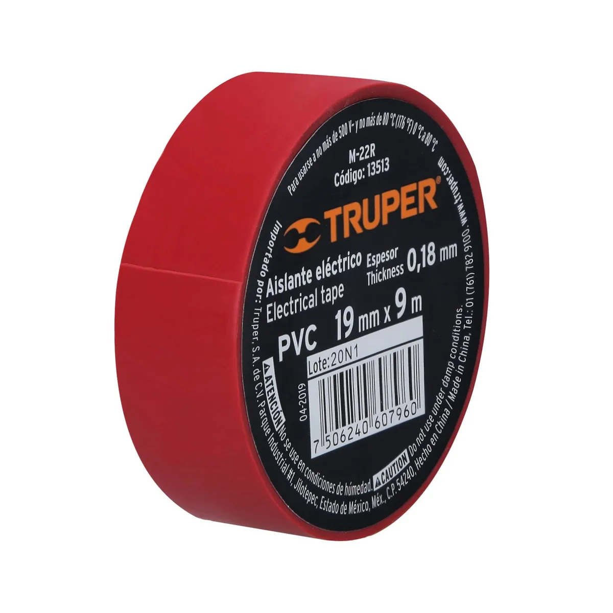 TRUPER - Cinta aislante truper 19mm x 9m - ROJO