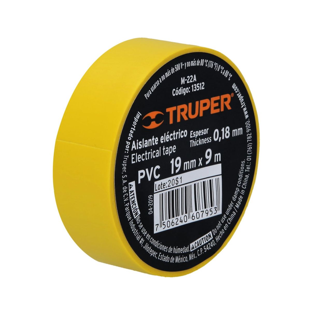 TRUPER - Cinta aislante truper 19mm x 9m - AMARILLO