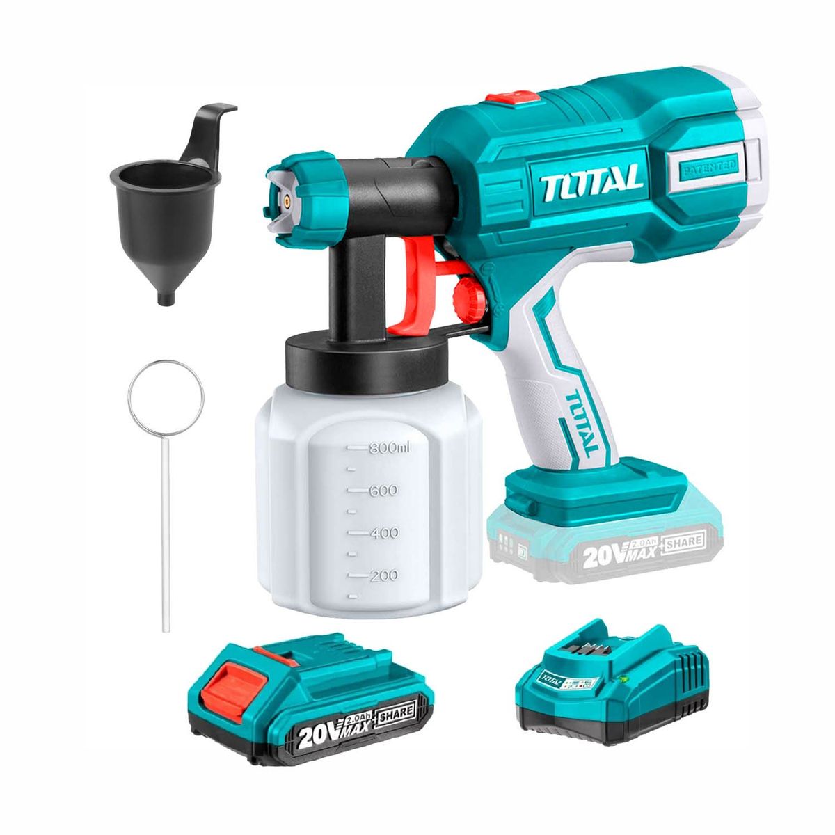TOTAL TOOLS - PISTOLA DE PINTAR 20V INALAMBRICO BATERIA CARGADOR