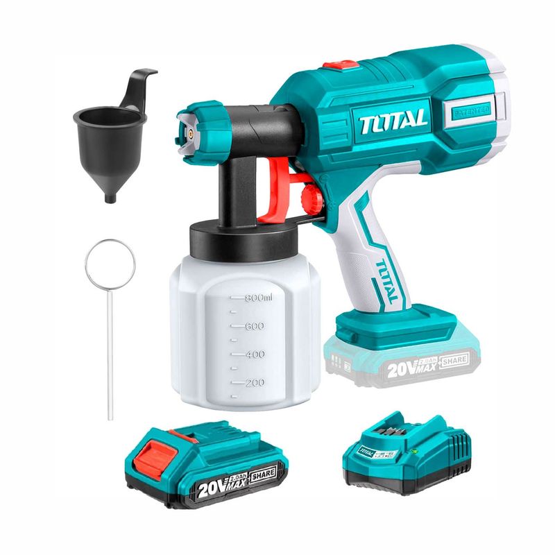 TOTAL TOOLS - PISTOLA DE PINTAR 20V INALAMBRICO BATERIA CARGADOR