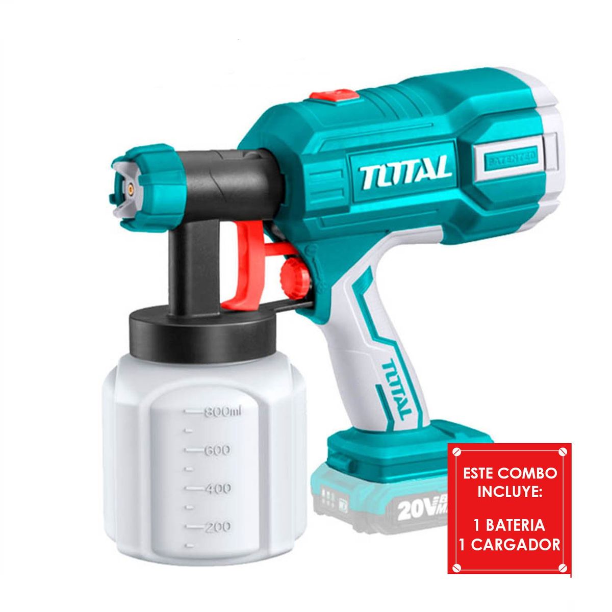 TOTAL TOOLS - PISTOLA DE PINTAR 20V INALAMBRICO BATERIA CARGADOR
