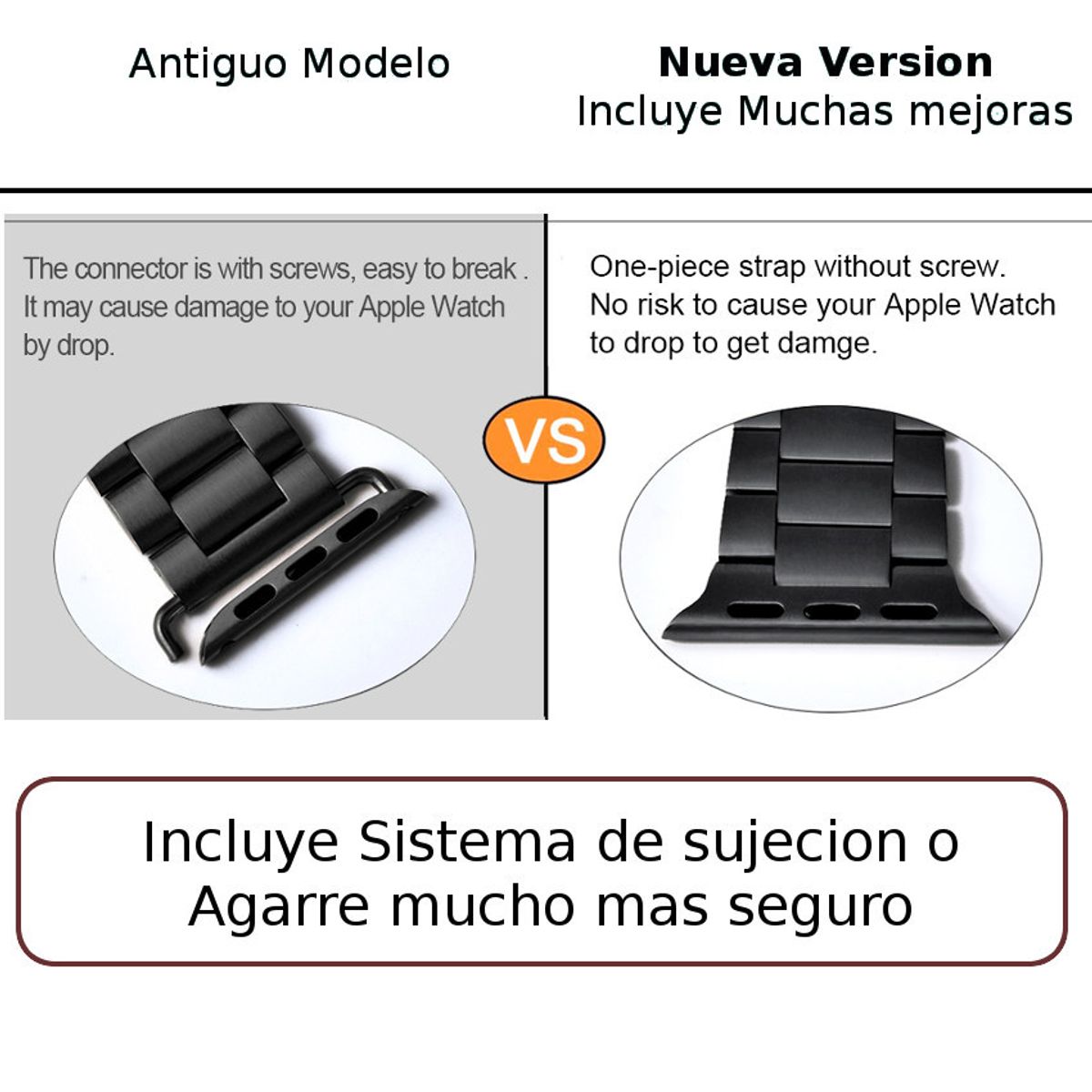 GENERICO - Correa Acero Inoxidabl iWatch Apple Watch 45 44 42 mm Serie 7 6 5 4 Se