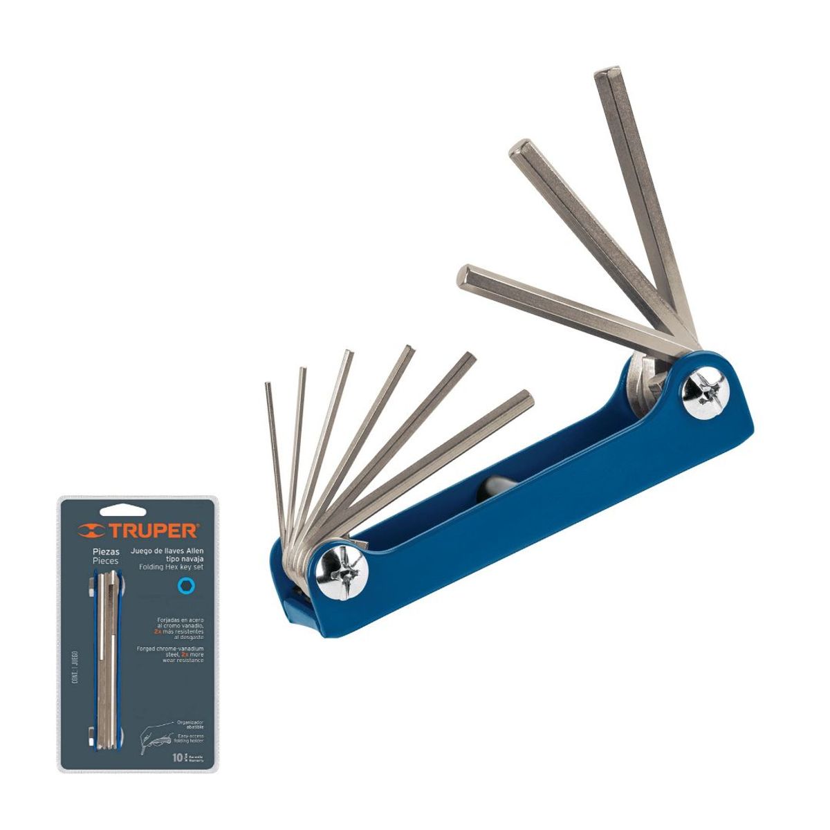 TRUPER - Juego De 9 Llaves Milimetros Allen Tipo Navaja Truper All-9m