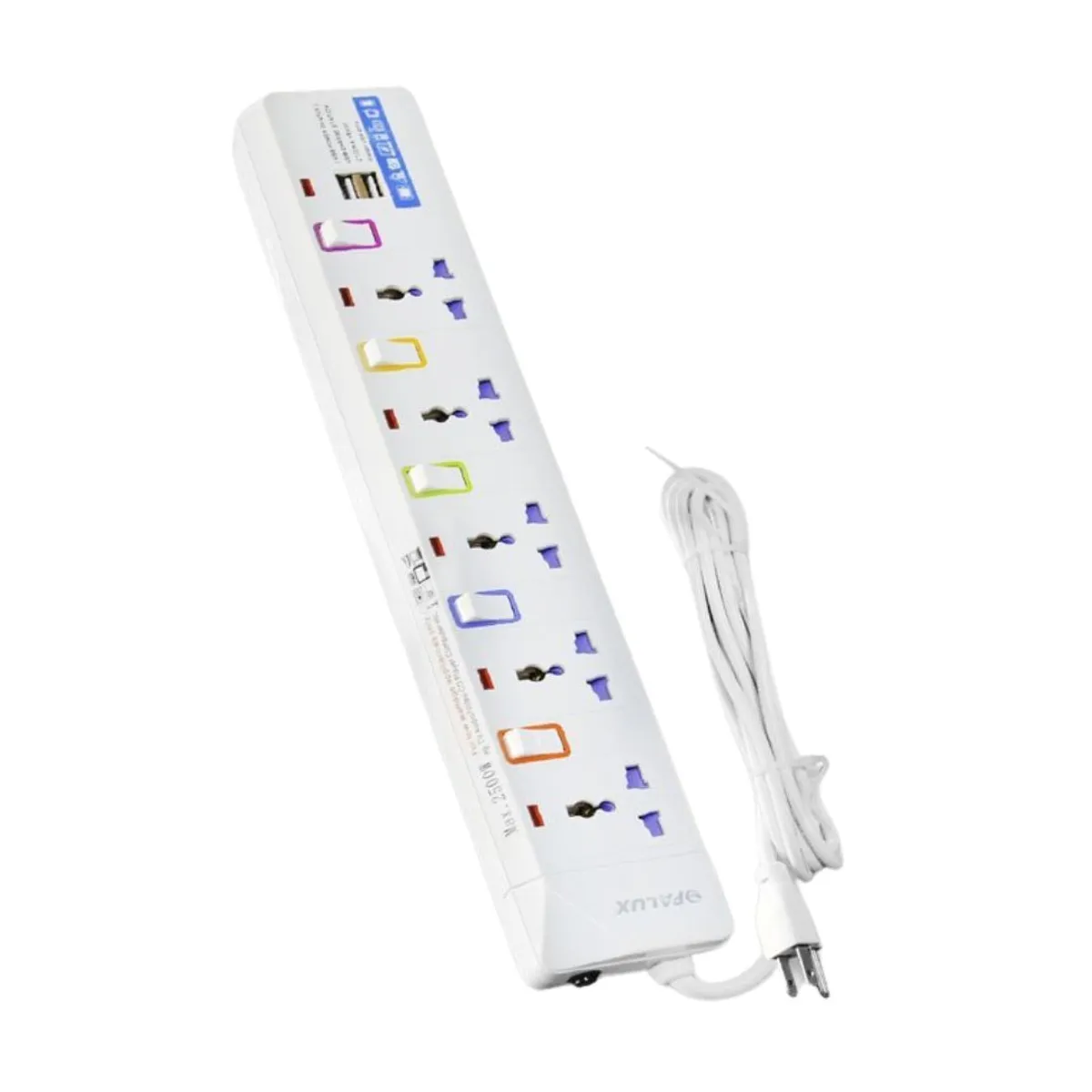 GENERICO - Supresor de 5 Picos 2 USB Opalux 3 Mts Con Switch Reset