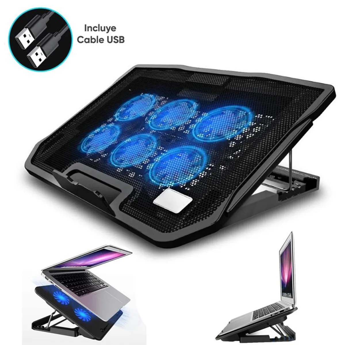 SEISA - Soporte Base con Cooler Laptop y Notebook - 6 Ventiladores