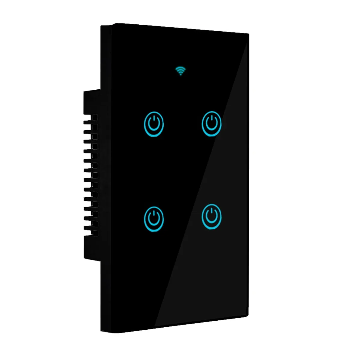 OEM - Interruptor Inteligente Wifi Táctil 4 Botones Con/Sin Neutro Negro